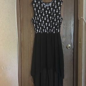 Plus Size Cross Print High Low Dress